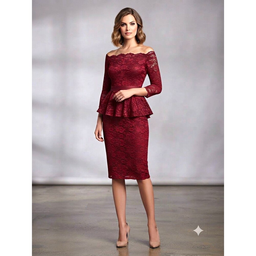 Torrid Red Floral Lace Off Shoulder Peplum Lined Sheath Dress